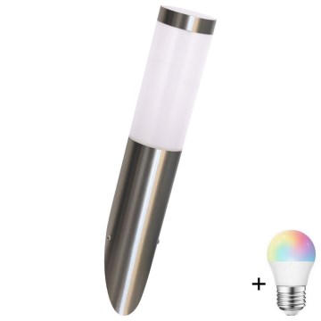 LED RGBW prigušiva spoljašnje zidno svetilo LIVIA 1xE27/6,5W/230V 2700-6500K Wi-Fi IP44 srebrna