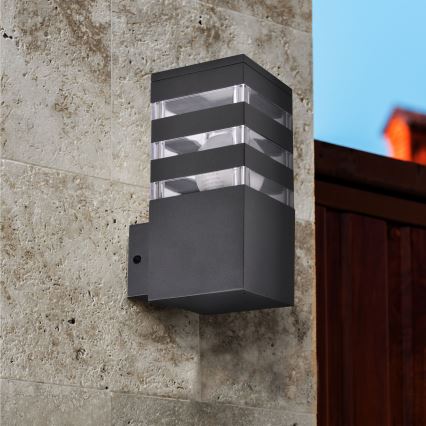 LED RGBW prigušiva spoljno zidno svetlo TEKSAS 1xE27/12W/230V 2700-6500K Wi-Fi IP44 antracit