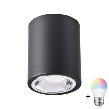LED RGBW prigušiva spot svetiljka JUPITER 1xE27/6,5W/230V 2700-6500K Wi-Fi prečnik 9,8 cm crna