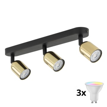 LED RGBW prigušiva spot svetiljka TOP 3xGU10/6,5W/230V 2700-6500K crna/zlatna