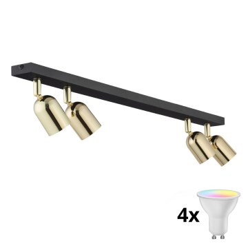 LED RGBW prigušiva spot svetiljka TOP 4xGU10/6,5W/230V 2700-6500K crna/zlatna