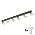 LED RGBW prigušiva spot svetiljka TOP 6xGU10/6,5W/230V 2700-6500K crna/zlatna