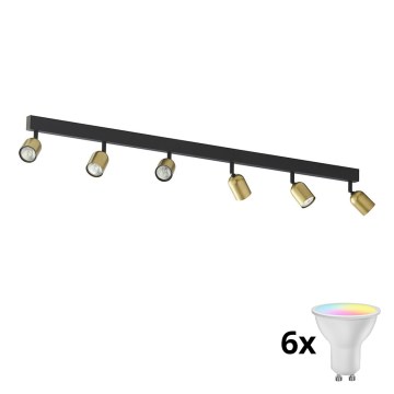 LED RGBW prigušiva spot svetiljka TOP 6xGU10/6,5W/230V 2700-6500K zlatna/crna