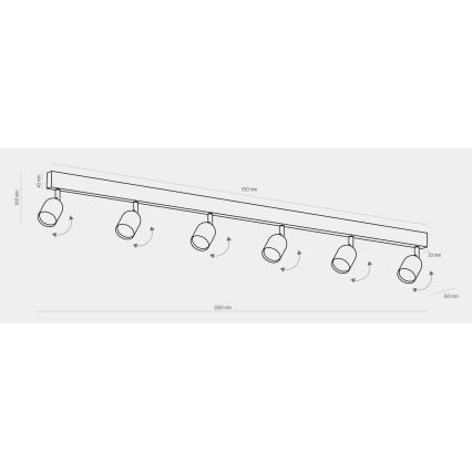 LED RGBW prigušiva spot svetiljka TOP 6xGU10/6,5W/230V 2700-6500K zlatna/crna