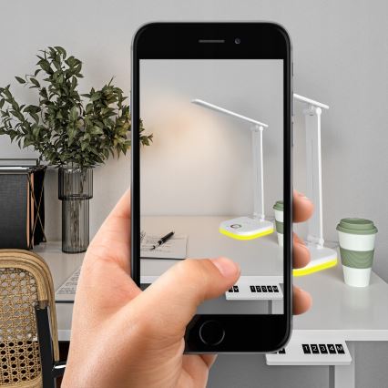 LED RGBW prigušiva stona lampa sa bežičnim punjenjem LED/7W/5V USB bela
