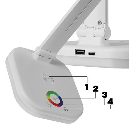 LED RGBW prigušiva stona lampa sa bežičnim punjenjem LED/7W/5V USB bela