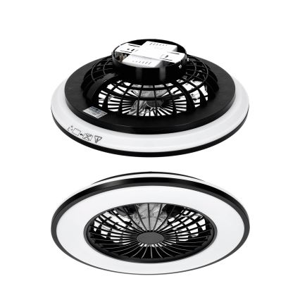 LED RGBW prigušiva stropna lampa sa ventilatorom VENTELUX LED/48W/230V 3000/4000/6500K preč. 48,5 cm, crna + daljinski upravljač