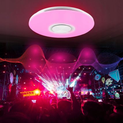 LED RGBW prigušiva plafonsko svetlo sa zvučnikom LED/60W/230V 3000-6000K prečnik 40 cm belo + daljinski upravljač