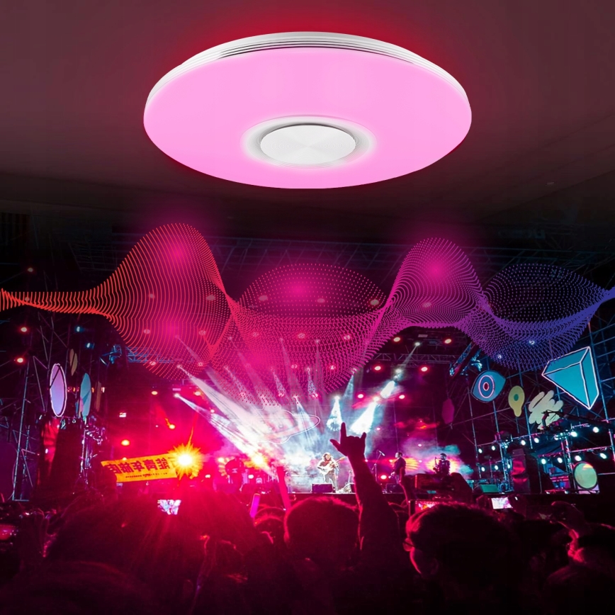 LED RGBW prigušiva plafonsko svetlo sa zvučnikom LED/60W/230V 3000-6000K prečnik 40 cm belo + daljinski upravljač