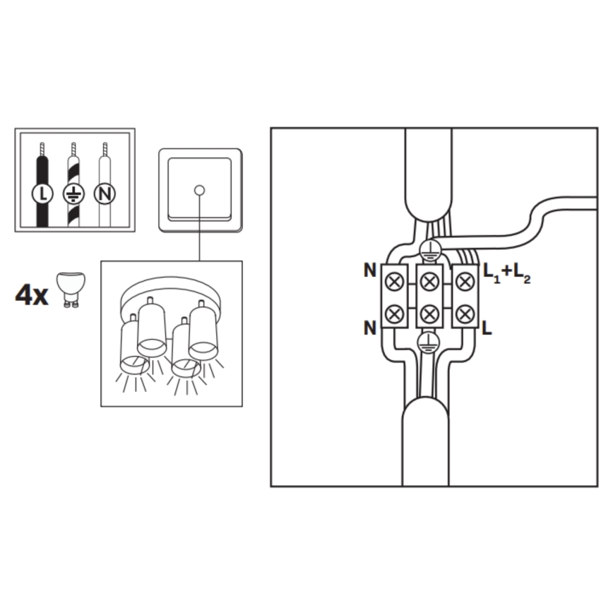 LED RGBW prigušiva kupatilska ugradna spot svetiljka TURYN 4xGU10/6W/230V 3000K IP44 bela + daljinski upravljač