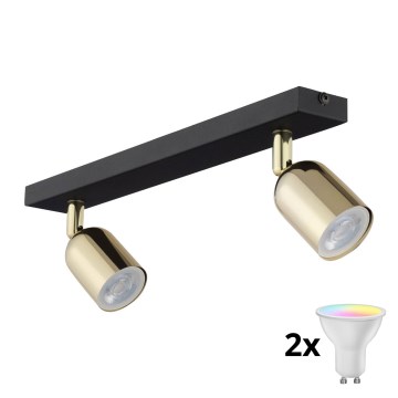 LED RGBW prigušiva ugradna spot svetiljka TOP 2xGU10/6,5W/230V 2700-6500K crna/zlatna