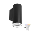 LED RGBW prigušiva zidna svetiljka za kupatilo TURYN 1xGU10/4,8W/230V 3000K IP44 crna + daljinski upravljač