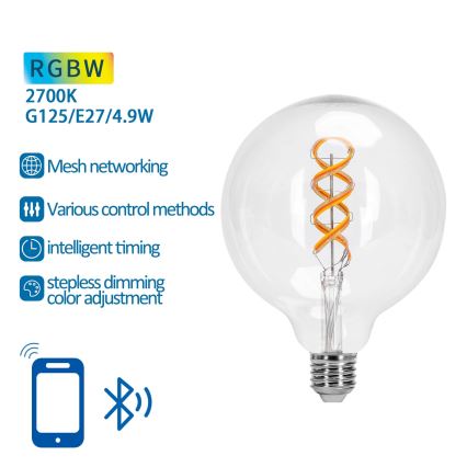 LED RGBW prigušiva filament sijalica MESH Smart G125 E27/4,9W/230V 2700K - Aigostar