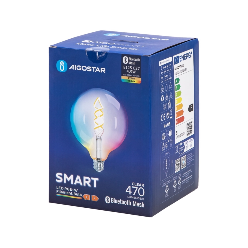 LED RGBW prigušiva filament sijalica MESH Smart G125 E27/4,9W/230V 2700K - Aigostar