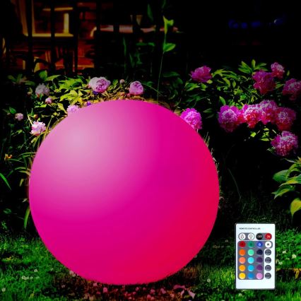 LED RGBW solarna lampa BALL LED/3,7 V 1500 mAh prečnik 50 cm IP65 + daljinski upravljač