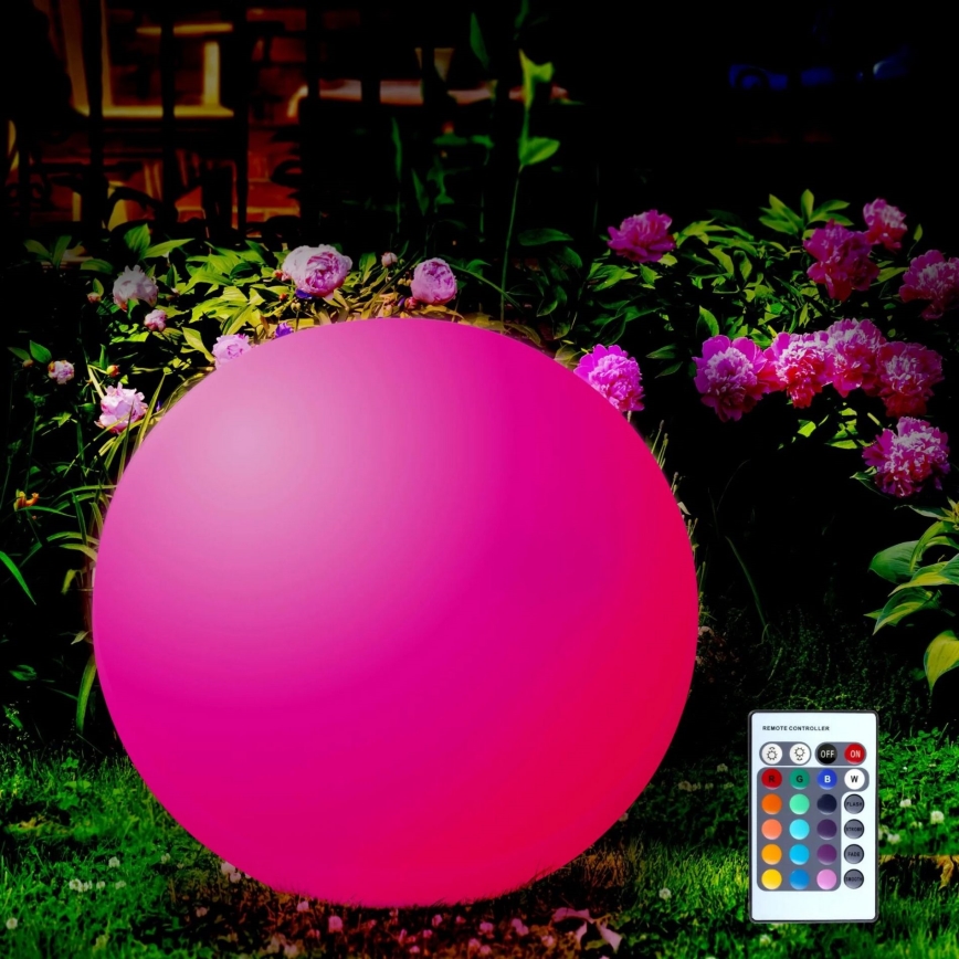LED RGBW solarna lampa BALL LED/3,7 V 1500 mAh prečnik 50 cm IP65 + daljinski upravljač