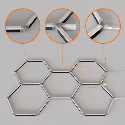 LED RGBW prigušiva stropna svetiljka HEXAGON LED/144W/85-265V 7000K 205x142 cm CRI 90 IP54 b ela + daljinski upravljač