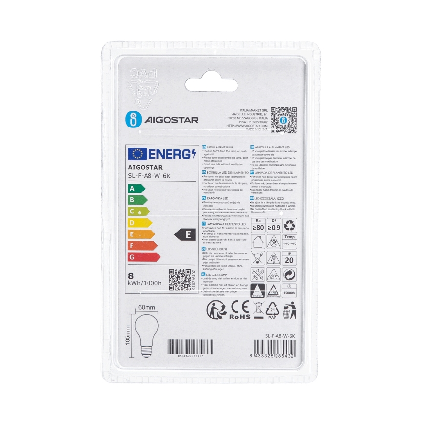 LED Sijalica A60 E27/8W/230V 330° 6500K - Aigostar