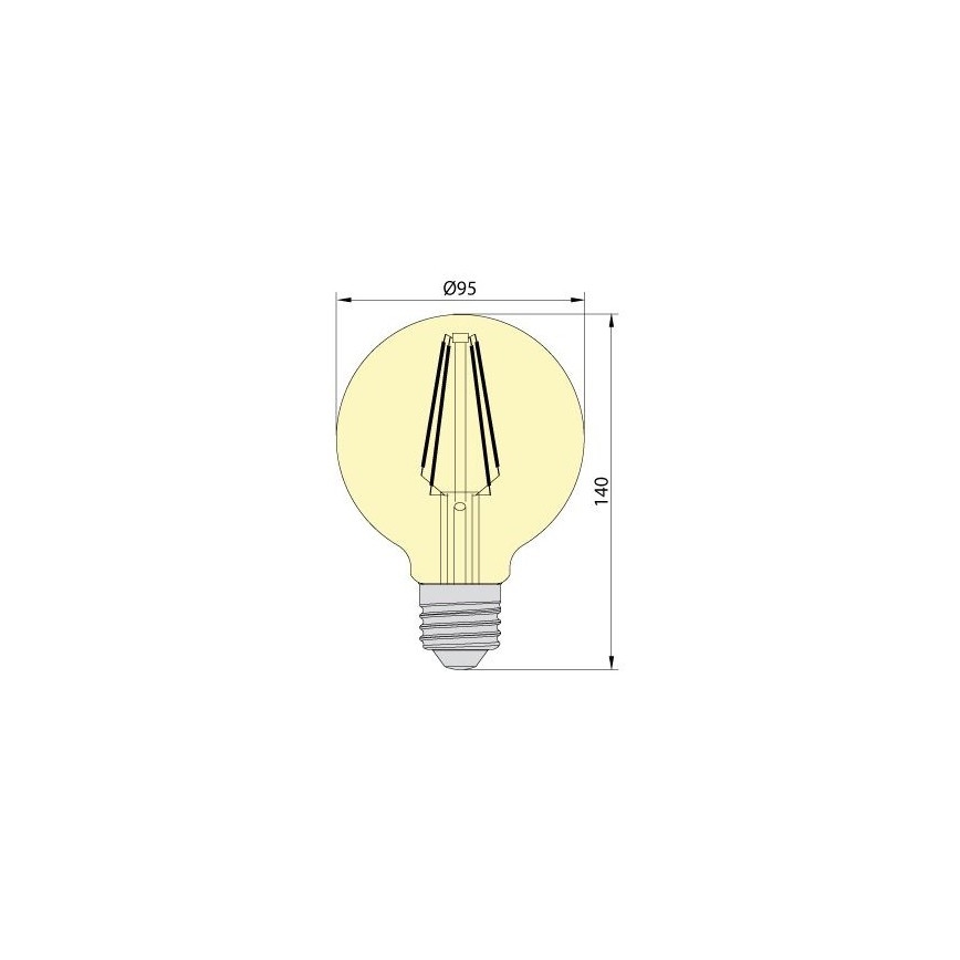 LED sijalica CLASIC AMBER G95 E27/8W/230V 2200K - Brilagi