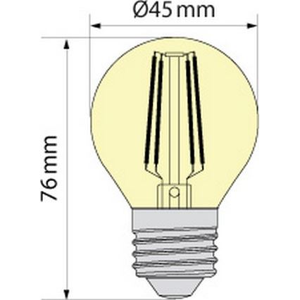LED sijalica CLASSIC AMBER G45 E27/6,5W/230V 2200K - Brilagi
