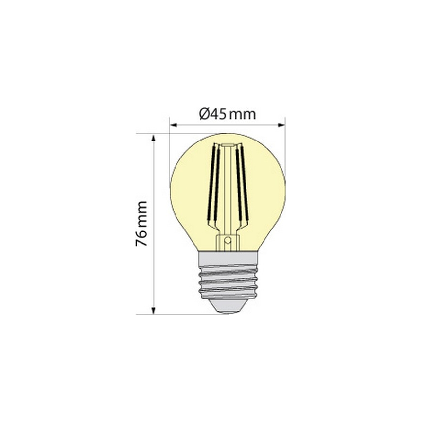 LED sijalica CLASSIC AMBER G45 E27/6,5W/230V 2200K - Brilagi