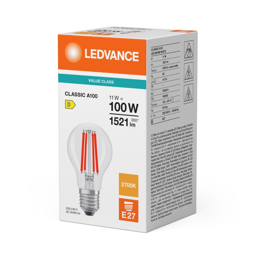 LED sijalica CLASSIC FILAMENT A60 E27/11W/230V 2700K - Ledvance