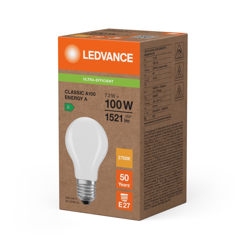 LED sijalica CLASSIC FILAMENT A60 E27/7,2W/230V 2700K - Ledvance