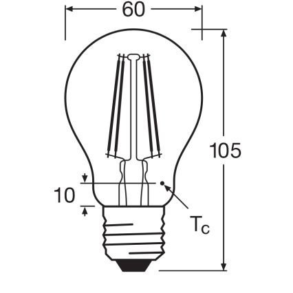 LED sijalica CLASSIC FILAMENT A60 E27/7,5W/230V 2700K - Ledvance