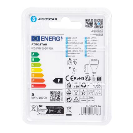 LED sijalica COB GU10/4,9W/230V 4000K - Aigostar