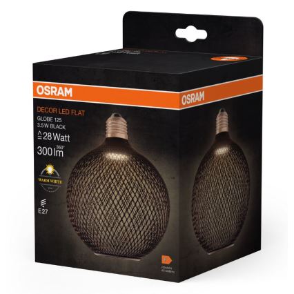 LED sijalica DECOR FLAT G125 E27/3,5W/230V 2700K crna - Osram
