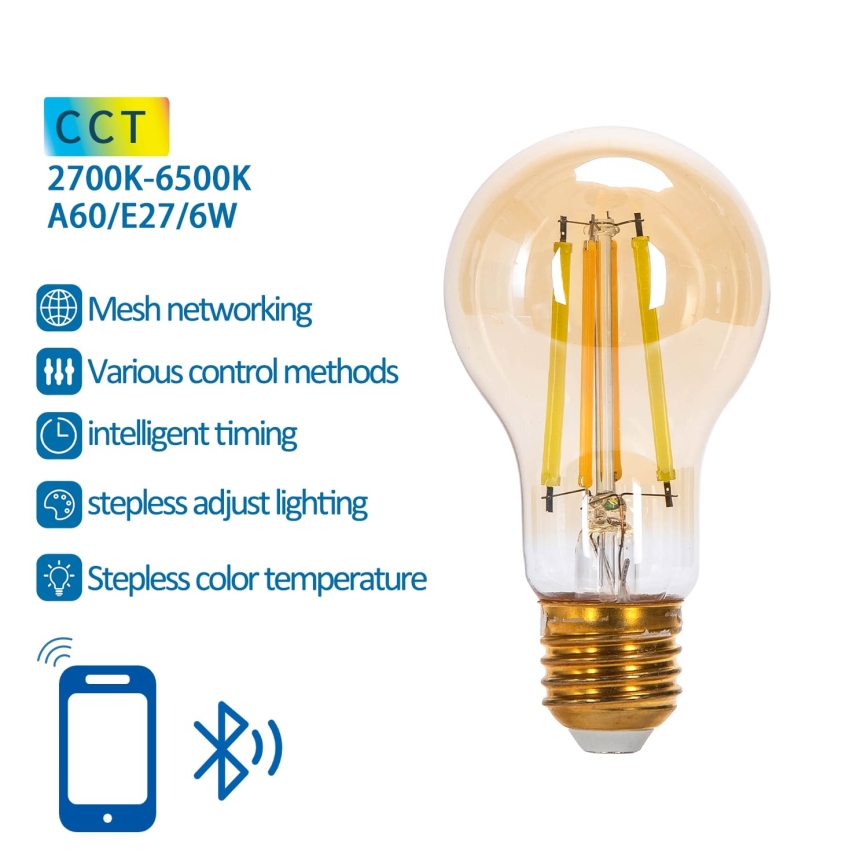 LED prigušiva sijalica FILAMENT MESH Smart A60 E27/6W/230V 2700-6500K - Aigostar