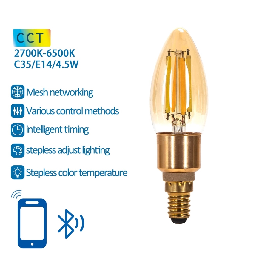 LED prigušiva sijalica FILAMENT MESH Smart C35 E14/4,5W/230V 2700-6500K - Aigostar