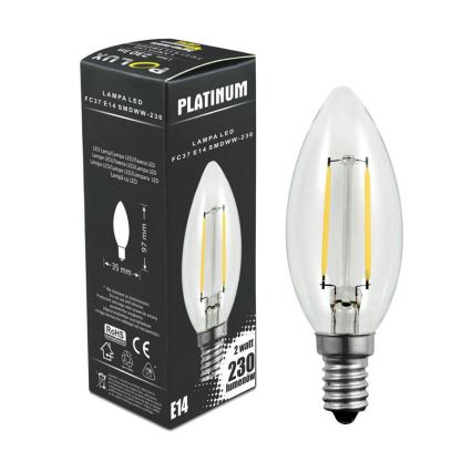 LED sijalica FILAMENT C37 E14/2W/230V 3000K