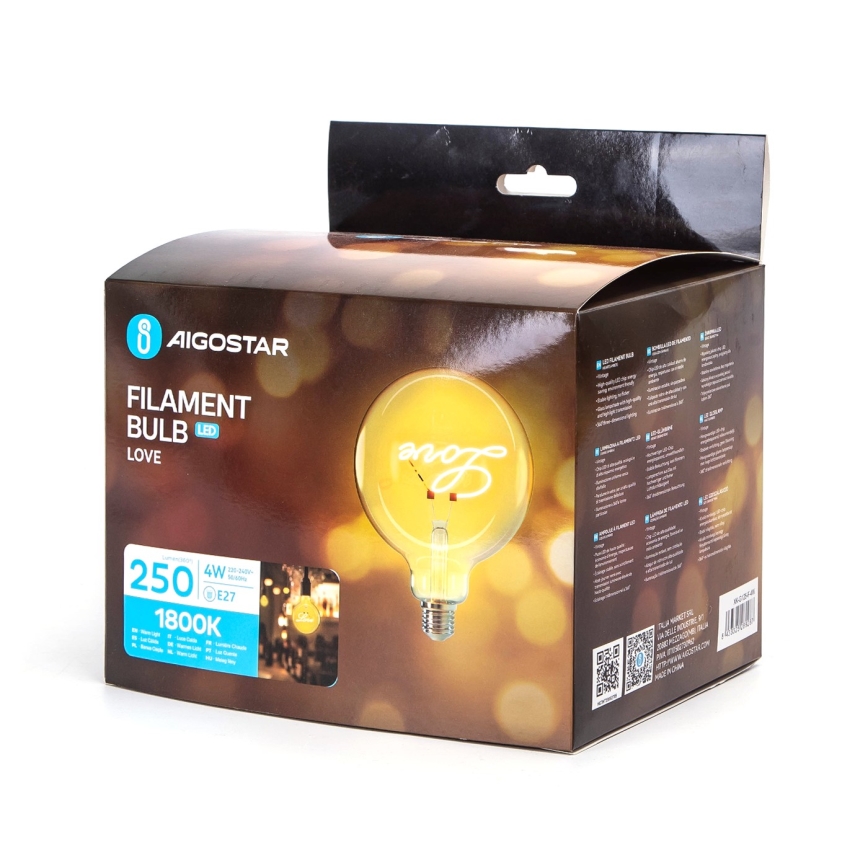 LED sijalica FILAMENT E27/4W/230V 1800K love - Aigostar