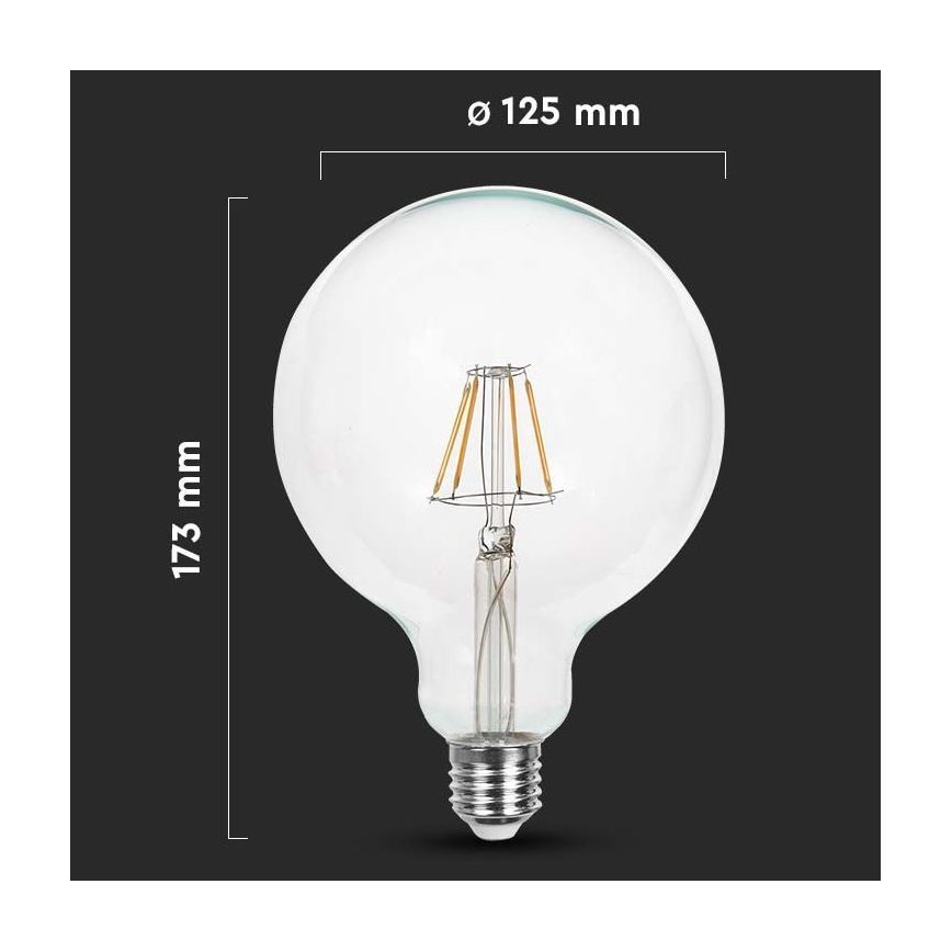 LED sijalica FILAMENT G125 E27/10W/230V 6400K