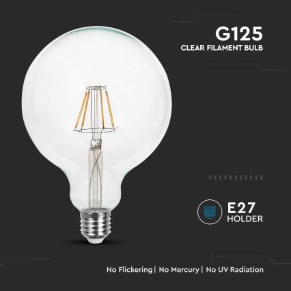 LED sijalica FILAMENT G125 E27/6W/230V 3000K