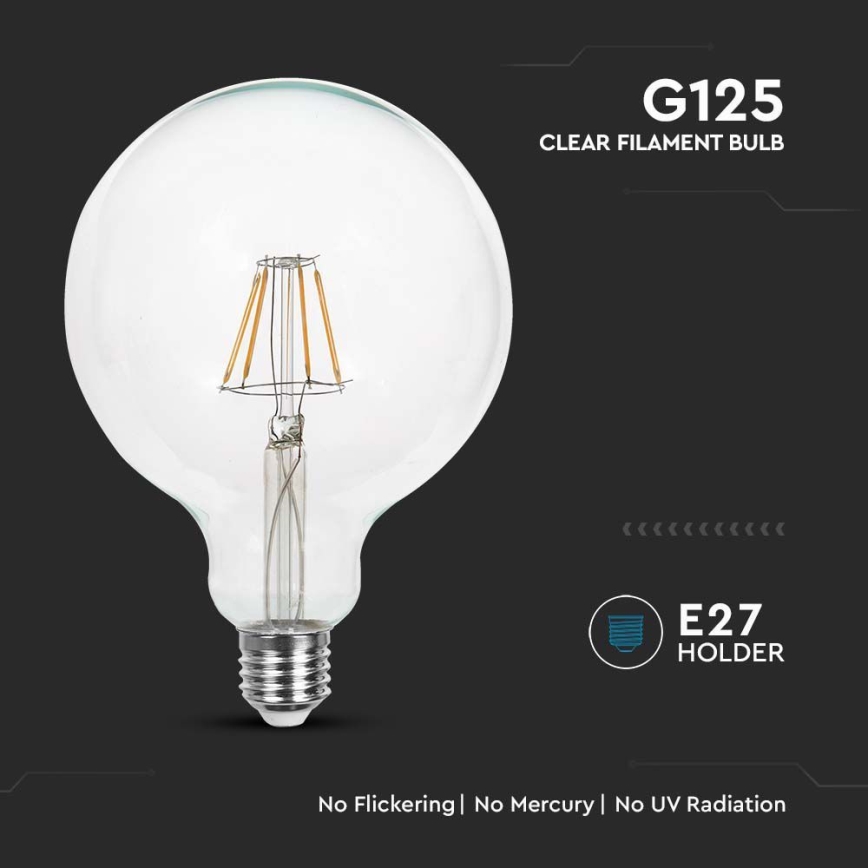 LED sijalica FILAMENT G125 E27/6W/230V 3000K