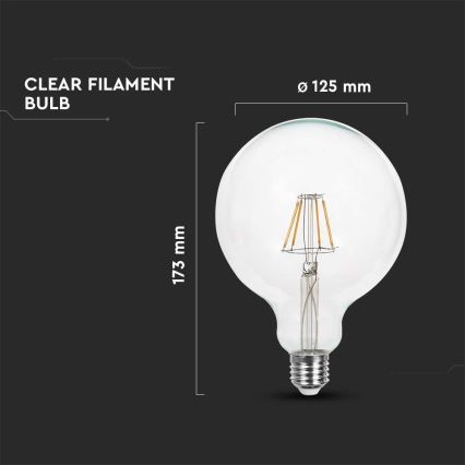 LED sijalica FILAMENT G125 E27/6W/230V 3000K