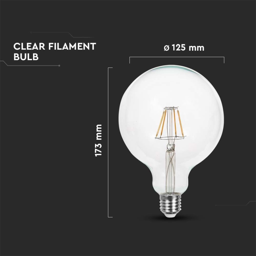 LED sijalica FILAMENT G125 E27/6W/230V 3000K