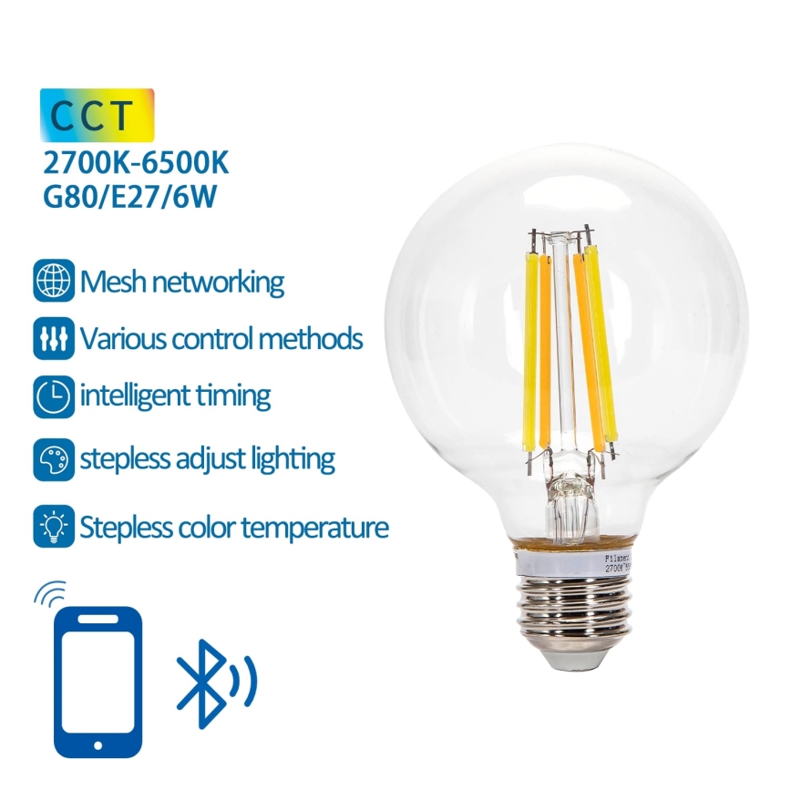 Prigušiva LED sijalica FILAMENT MESH Smart G80 E27/6W/230V 2700-6500K - Aigostar