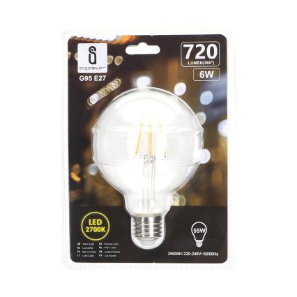 LED sijalica FILAMENT G95 E27/6W/230V 2700K - Aigostar