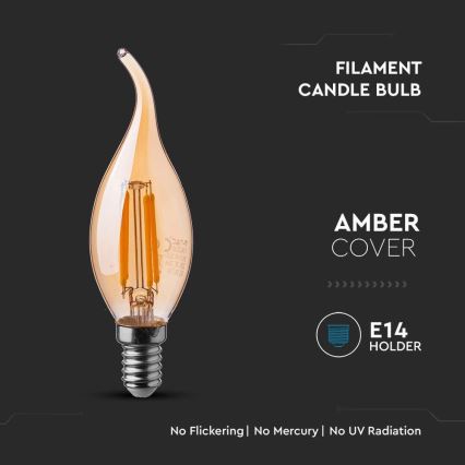 LED sijalica FILAMENT JANTARNA E14/4W/230V 2200K