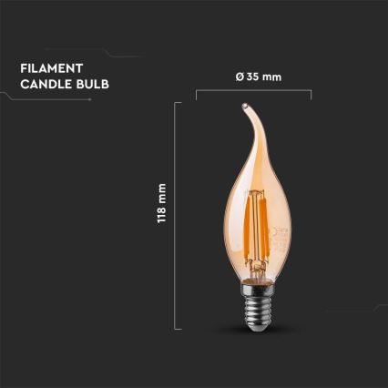 LED sijalica FILAMENT JANTARNA E14/4W/230V 2200K