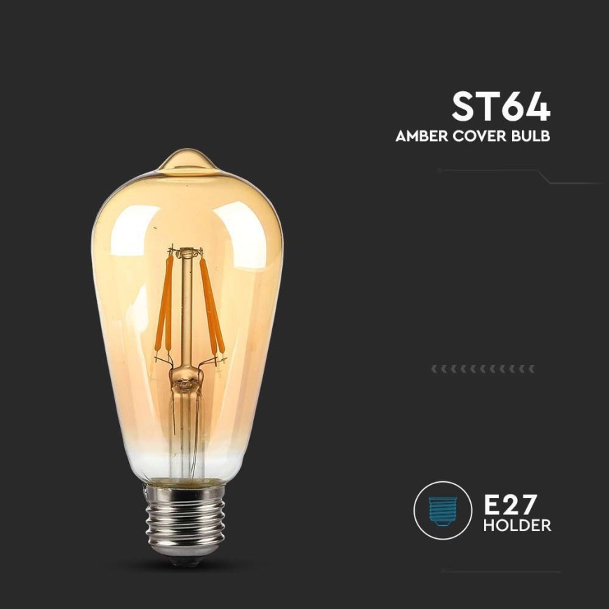LED sijalica FILAMENT JANTARNA ST64 E27/8W/230V 2200K