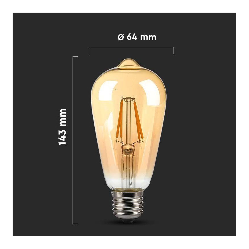LED sijalica FILAMENT JANTARNA ST64 E27/8W/230V 2200K