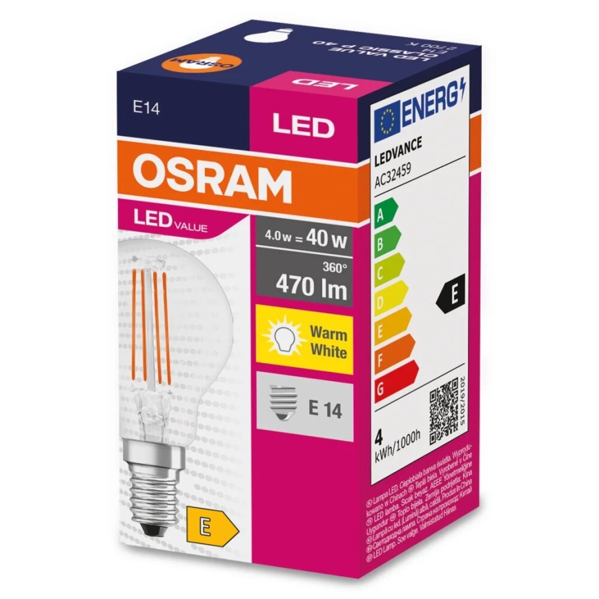 LED sijalica FILAMENT P40 E14/4W/230V 2700K - Osram