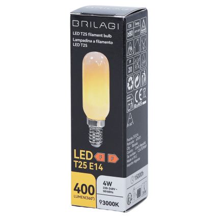 LED sijalica FILAMENT T25 E14/4W/230V 3000K - BRILAGI
