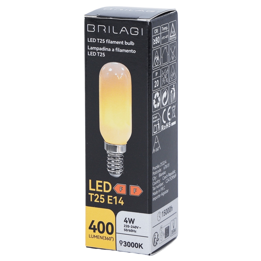 LED sijalica FILAMENT T25 E14/4W/230V 3000K - BRILAGI