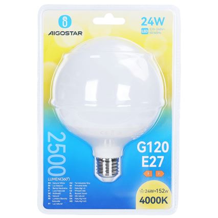 LED sijalica G120 E27/24W/230V 4000K - Aigostar