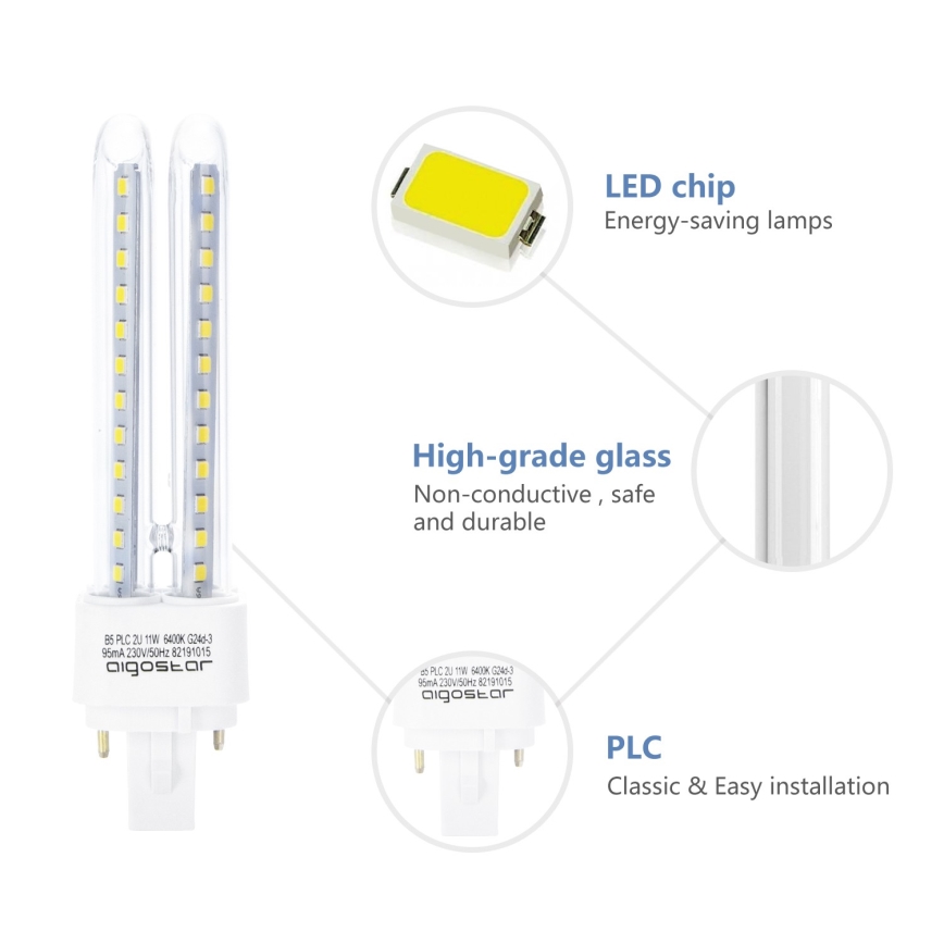 LED sijalica G24D-3/11W/230V 6500K - Aigostar